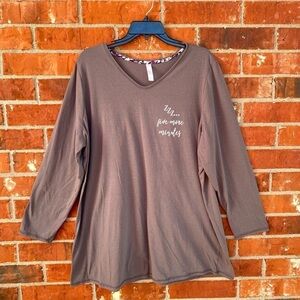 Cacique Womens 18/20 Gray 5 More Minutes Long Sleeve Sleepshirt